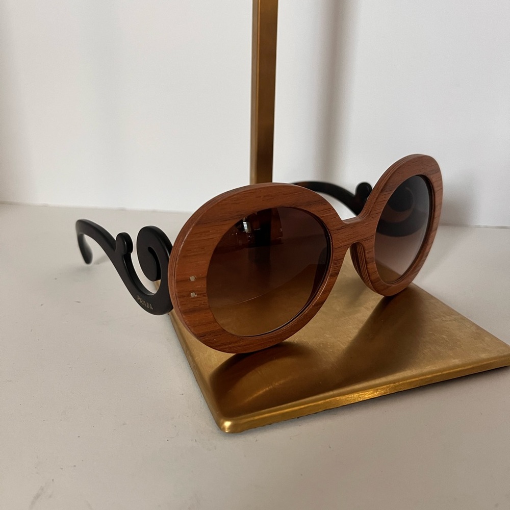 Prada Brown and Black Oversized Sunglasses with Baroque Design